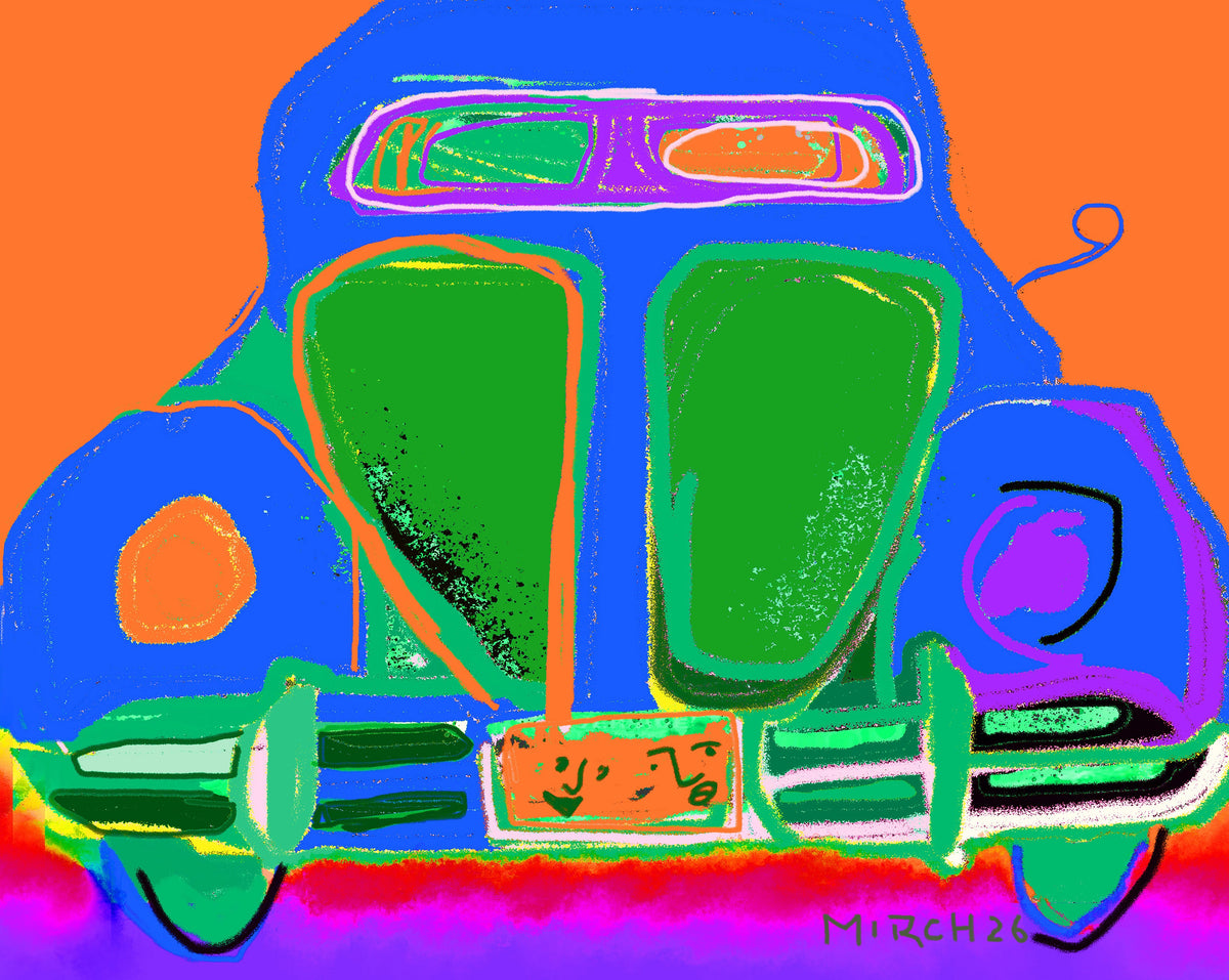 Colorful VW Beetle painting by Mirch