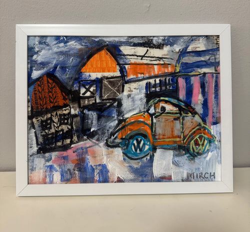 Original Framed Country Barn Bug painting by Mirch