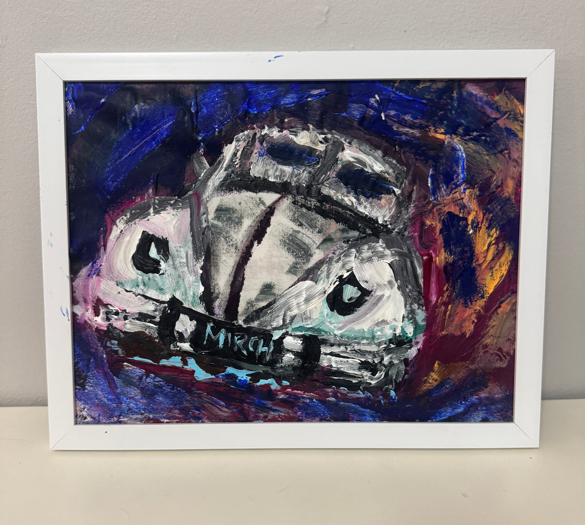 Framed Flying Bug original painting by Mirch