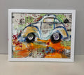 Framed Orange Village VW original painting by Mirch